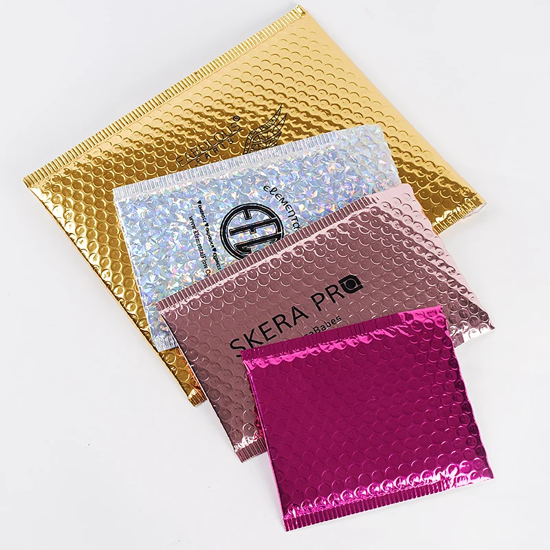 Custom print rose gold bubble poly mailers custom envelope and pink bubble mailer Metallic Bubble Envelope Express Mailer Bag