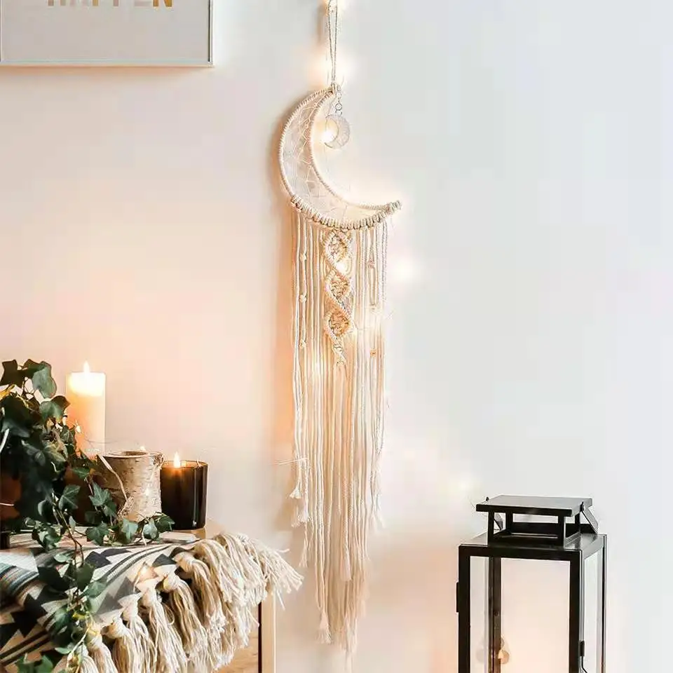 Cross-border cotton thread Five-pointed star moon lamp tapestry hand-woven wall decoration room decoration home furnishings