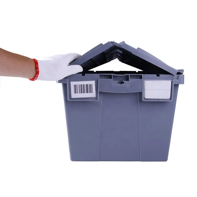 Heavy Duty Industrial Large Collapsible Foldable Lockable Storage Plastic Pallet Box Container With Flip Lid