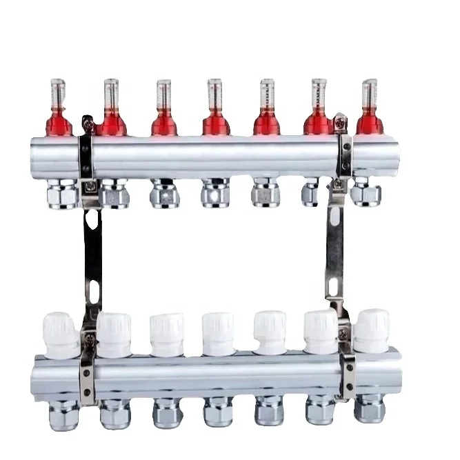 Brass Collectors Brass Manifold With Flow Meter For Floor Heating