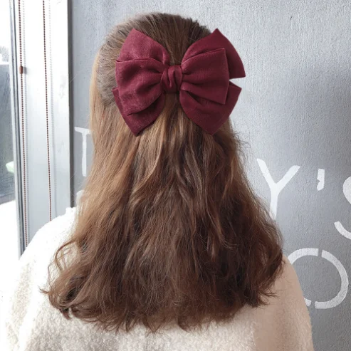 Hot Sale Retro Fashion Chiffon Bow Knot Hair Clip Academy Big Ribbon Bows For Girl