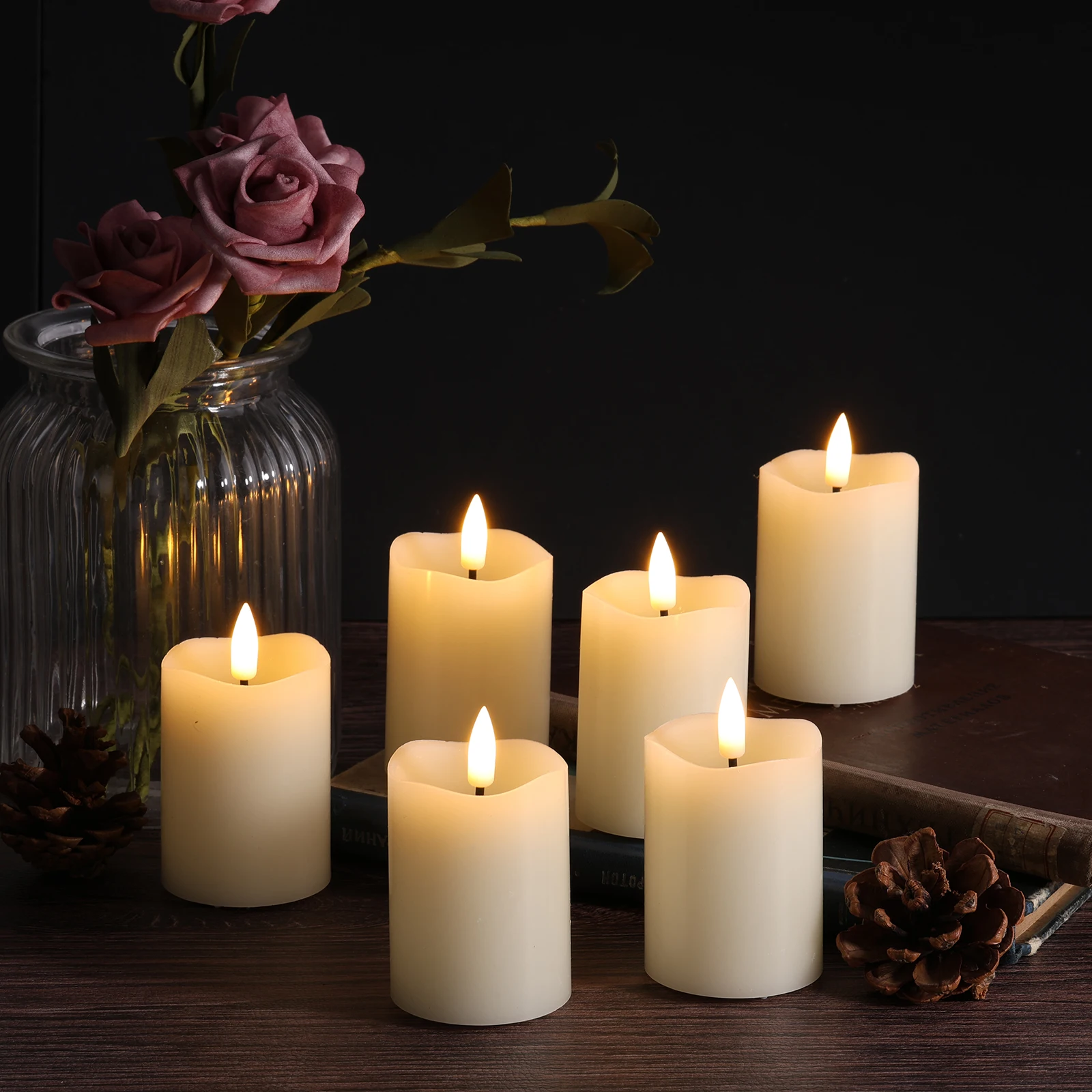 Набор для домашнего декора Matti 6 шт. настоящий Пламя цвета слоновой кости парафин воск пульт дистанционного управления светодиодная свеча Хэллоуина