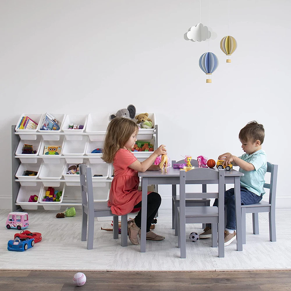 Kids Wood Table and Chair Set Modern Table and 4 Chair Set Children Furniture