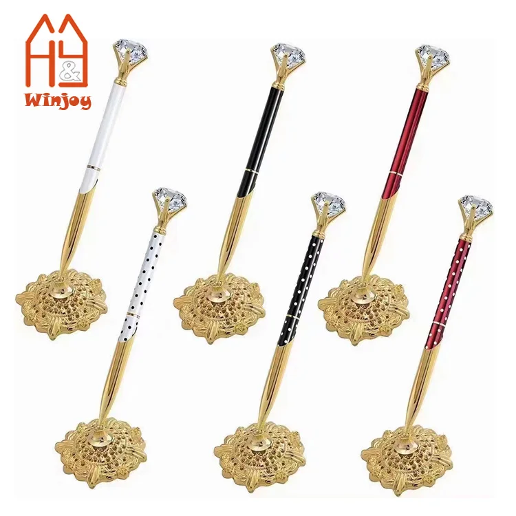 Custom Diamond Crystal Top Fashion Metal Ballpoint Pen For Women & Girls,Office Bank Gift Pens With Customized Logo Printing