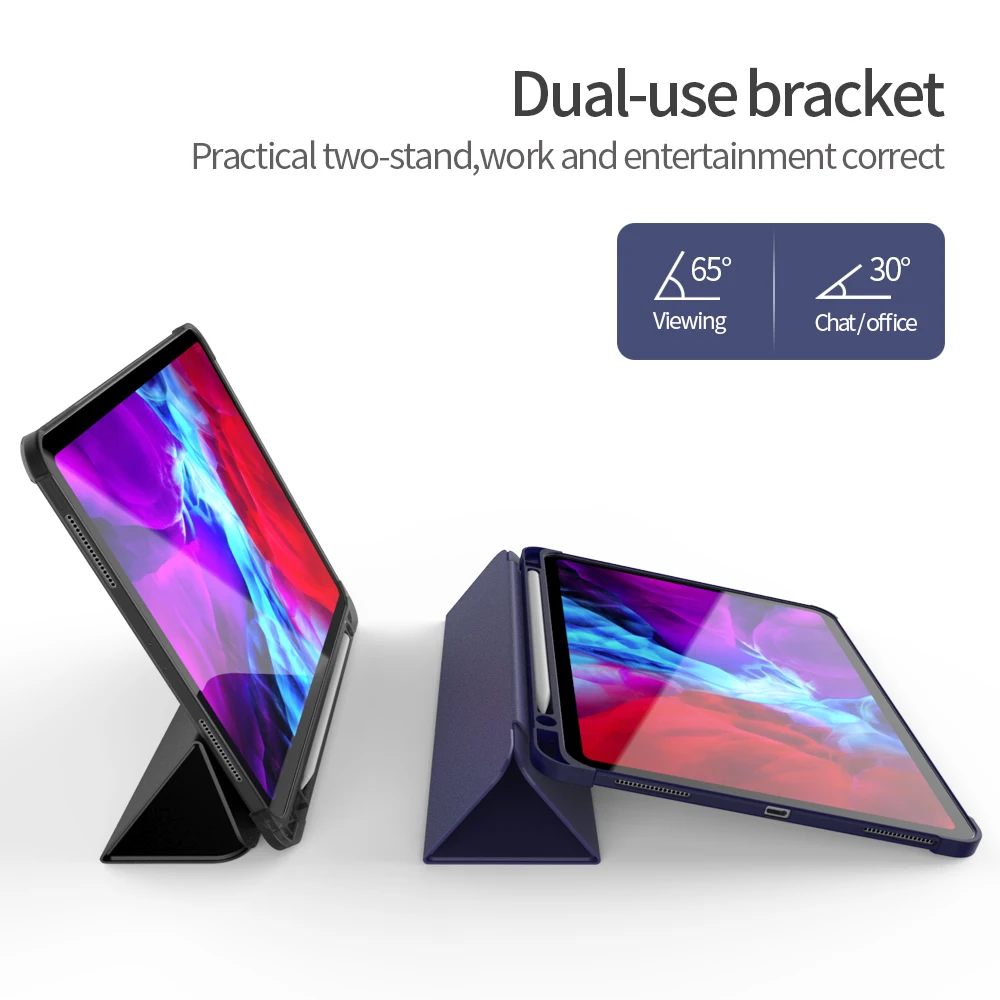 Best Quality TPU PU Three Folding Case For IPAD PRO 12.9 2020 Tablet Cover