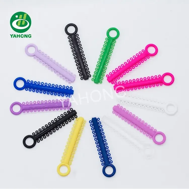 Yahong Dental Sticks Orthodontic Elastic Ligature Ties O Rings Power Chain Multi-color Rubber Plastic Elastomeric Ties for Brace