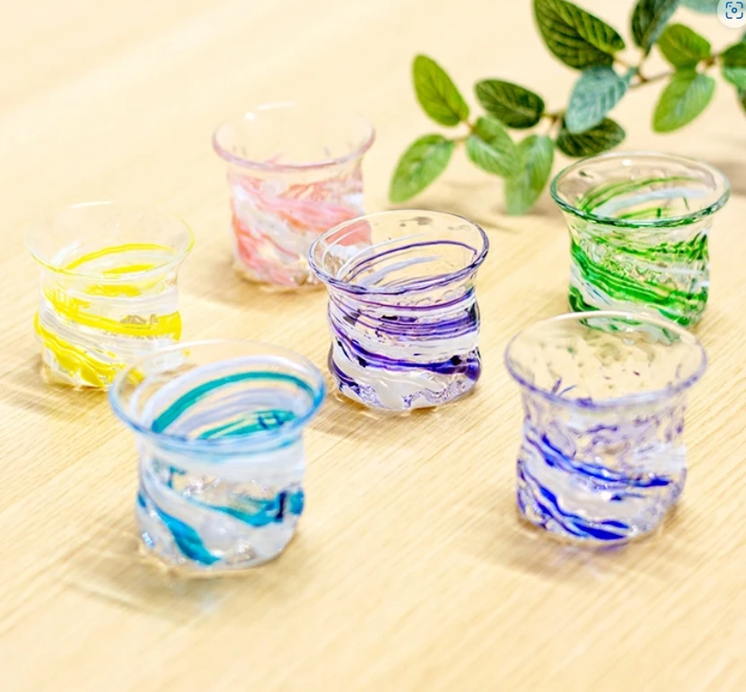 Japan Okinawa traditional craft coffee glass mug cup with ryukyu glass