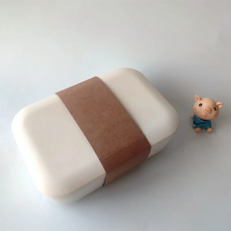 Eco-Friendly Cheap Sealed Biodegradable School Lunch Box Bamboo Fiber Lunch Box with Dinnerware Sets