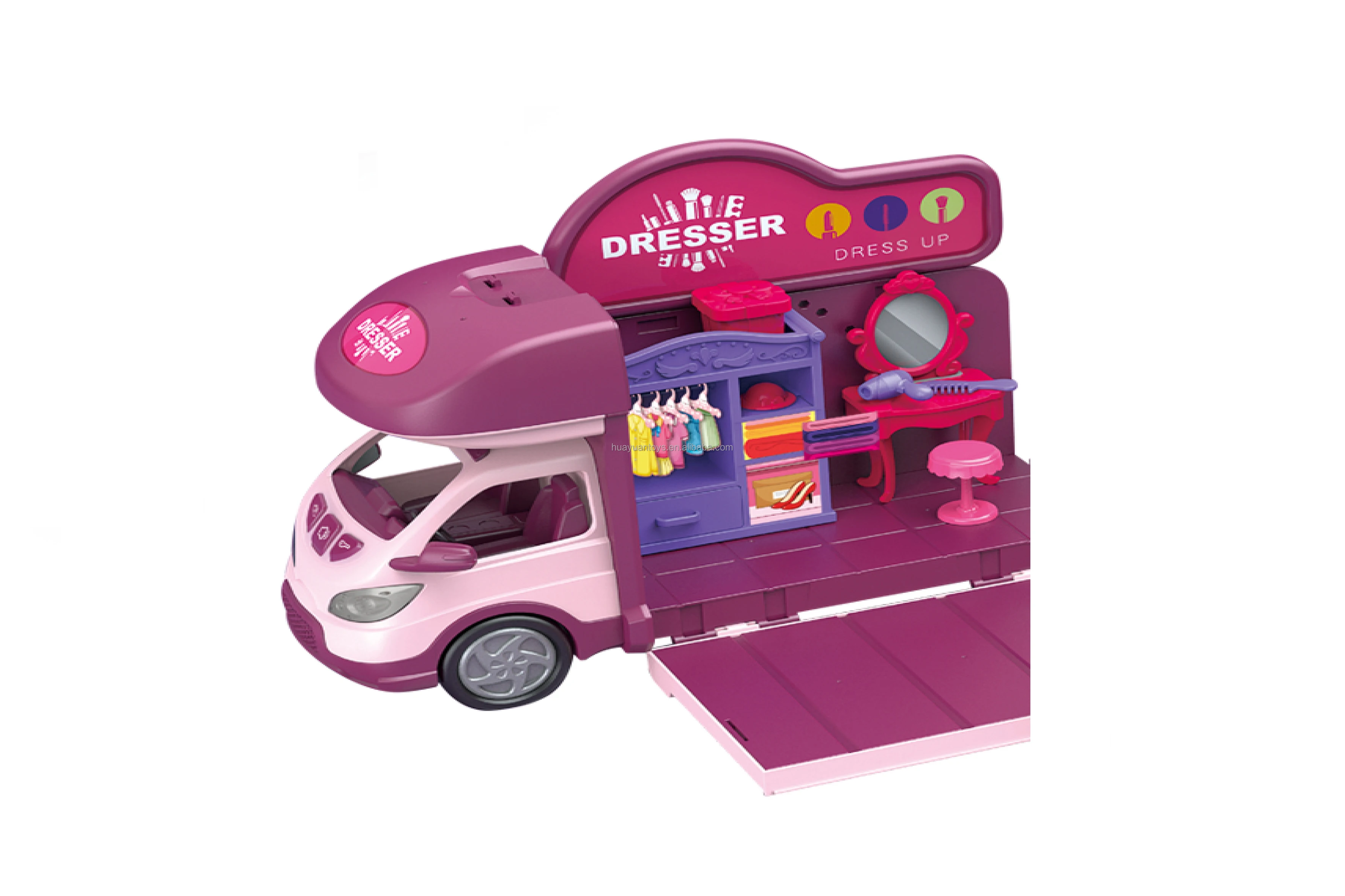 Role Play Toys DIY Playhouse Scene Light and Sound Recreational Vehicle Dress up & Pretend Play & Preschool Toys for Kids