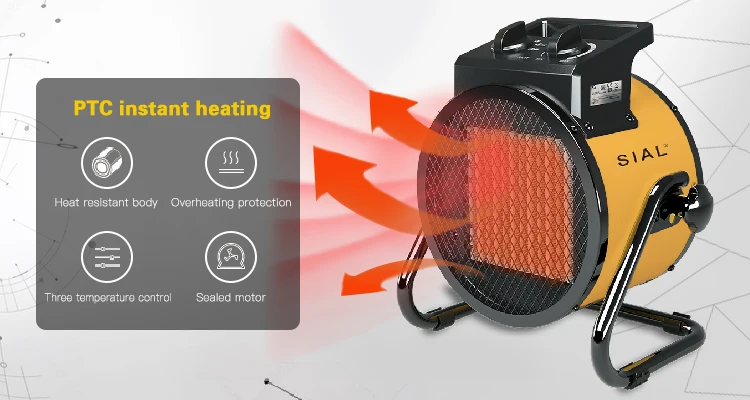 SIAL  2000W   industrial PTC heater  Indoor Room Space Electric Fan Heaters Portable Industrial PTC Air Heater For Home Bedro