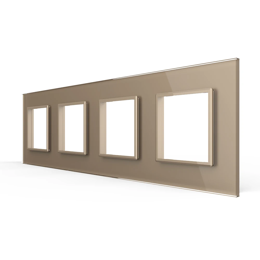 Livolo Luxury White Crystal Glass Switch Panel, 293mm*80mm, EU standard,Quadruple Glass Panel For Wall Socket
