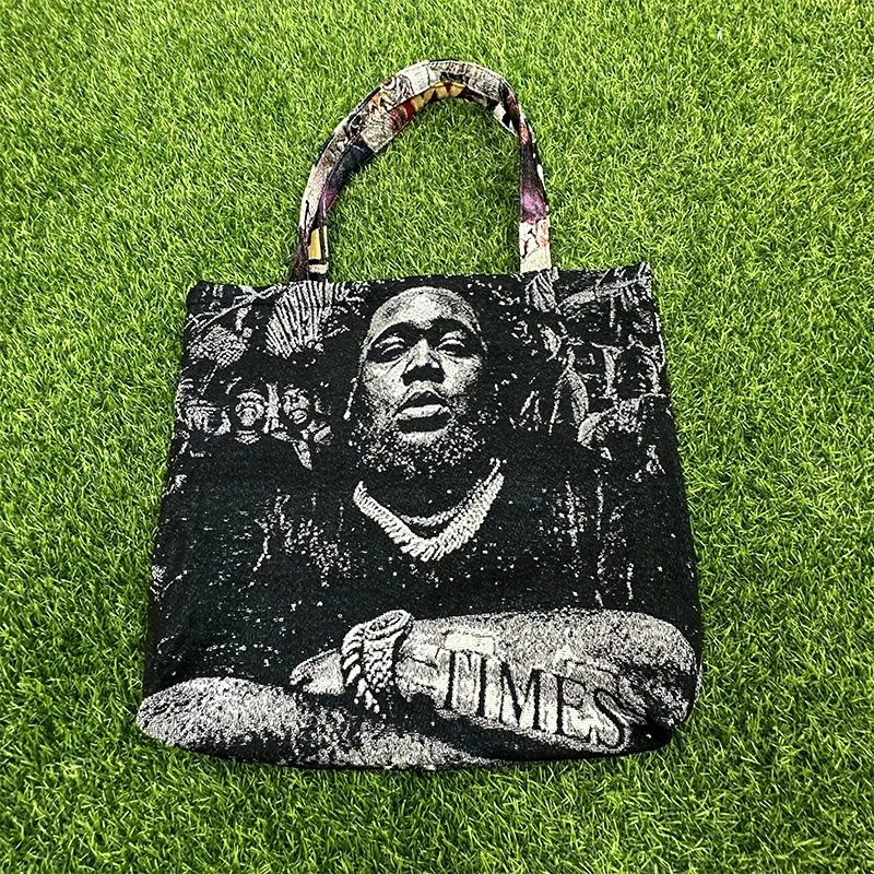 Rod Wave jacquard woven tapestry tote bag grocery bag custom tapestry bag