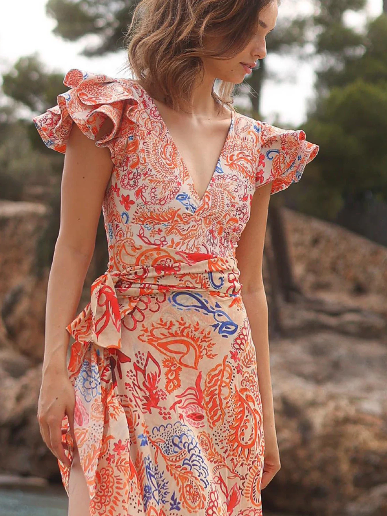 2024 Floral Print Ruffle One Piece Swimsuit With Cover Up Women Swimwear Sexy Swim Suit Dragonfly Bodysuit Bathing Suit Beach