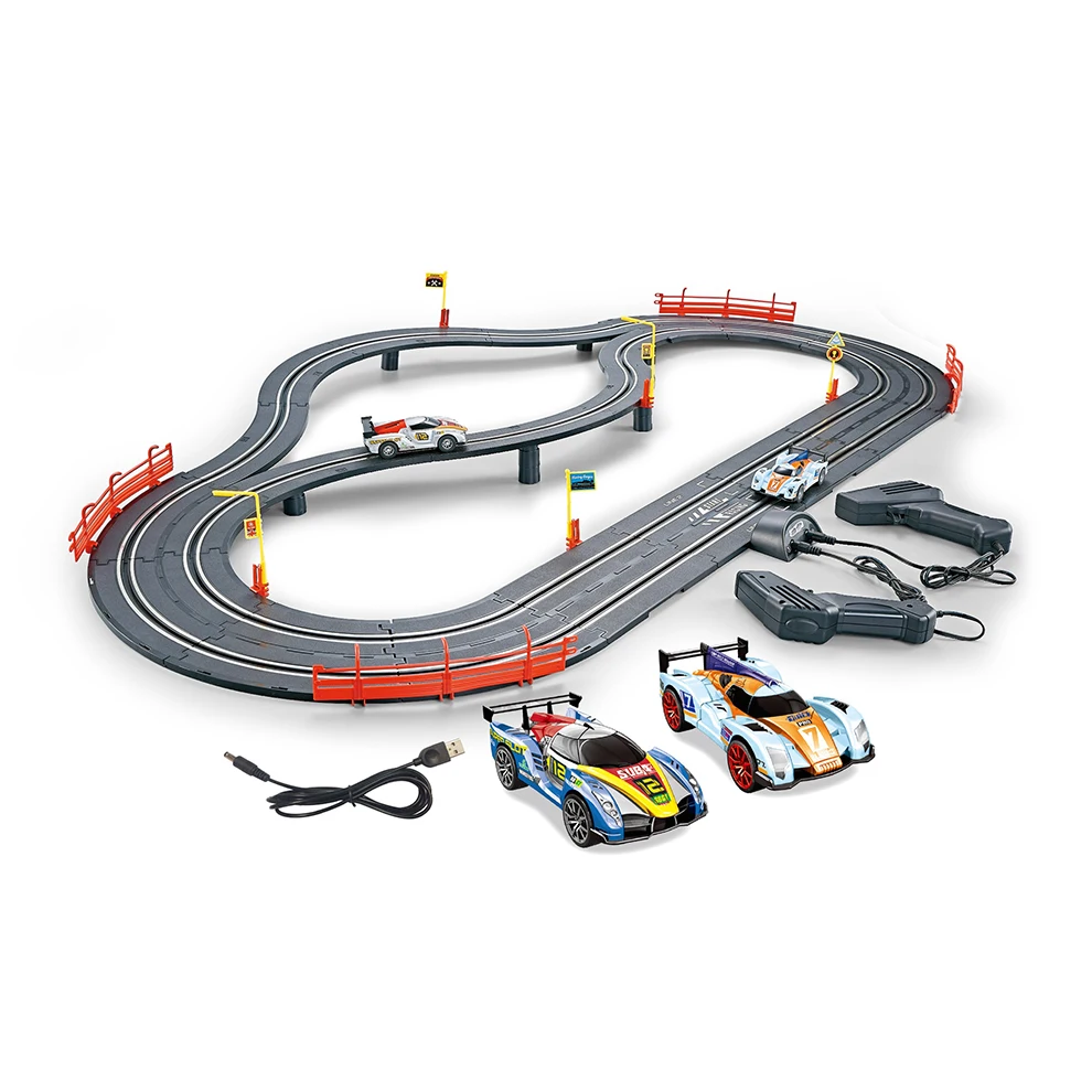 1 43 Scale Slot Cars For Kids RC Toy Long Car Slot Tracks With USB Line