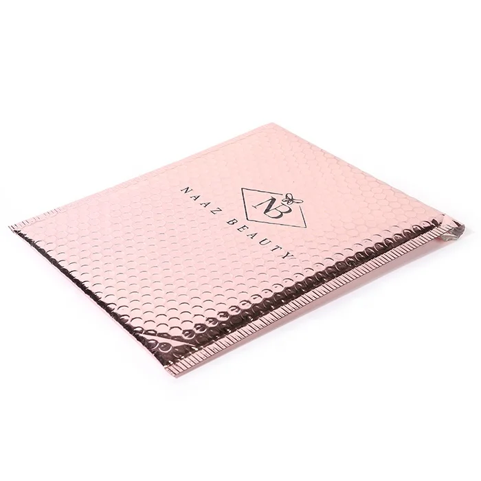 Air Mailing Bag Self Shipping Packaging Makeup With Logo Design Padded A4 Rose Gold Metallic Bubble Mailer