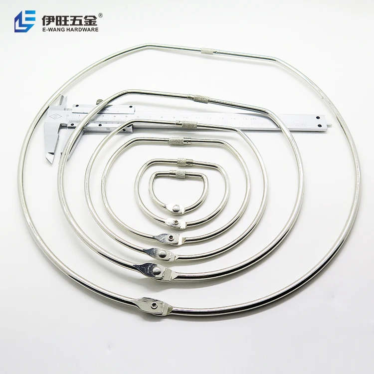 YIWANG Different Sizes Metal Nickel Plating D Shape Screw Lock Binder Rings For Pamphlets