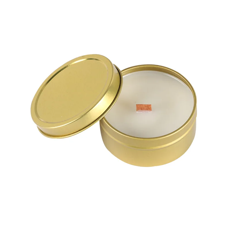 personalized labels black metal jar packaged scented candle with bamboo wooden wicks