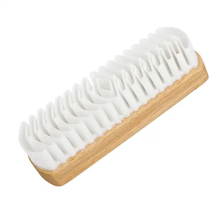 Wooden Handle Shoe Care Suede Rubber Cleaning Brush
