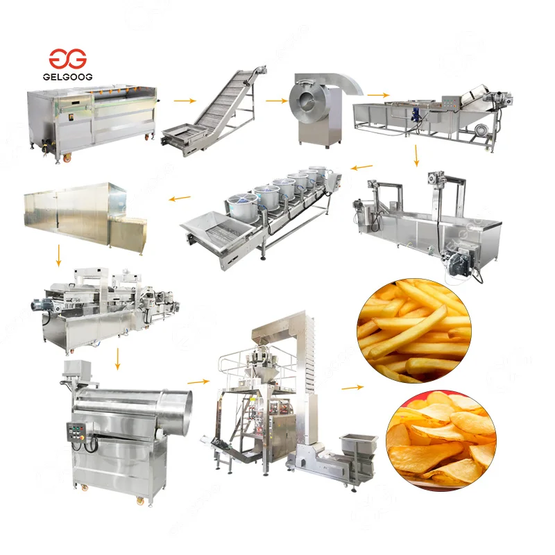 Gelgoog Full Automatic High Capacity Frozen Chips Making Machine Long Potato French Fries Production Plant