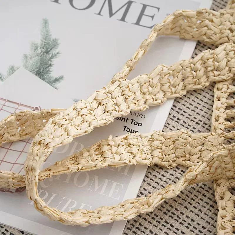 2022 The Newest Large Capacity Paper Rope Raffia straw tote shoulder handbag Polyester bag paper straw beach bag