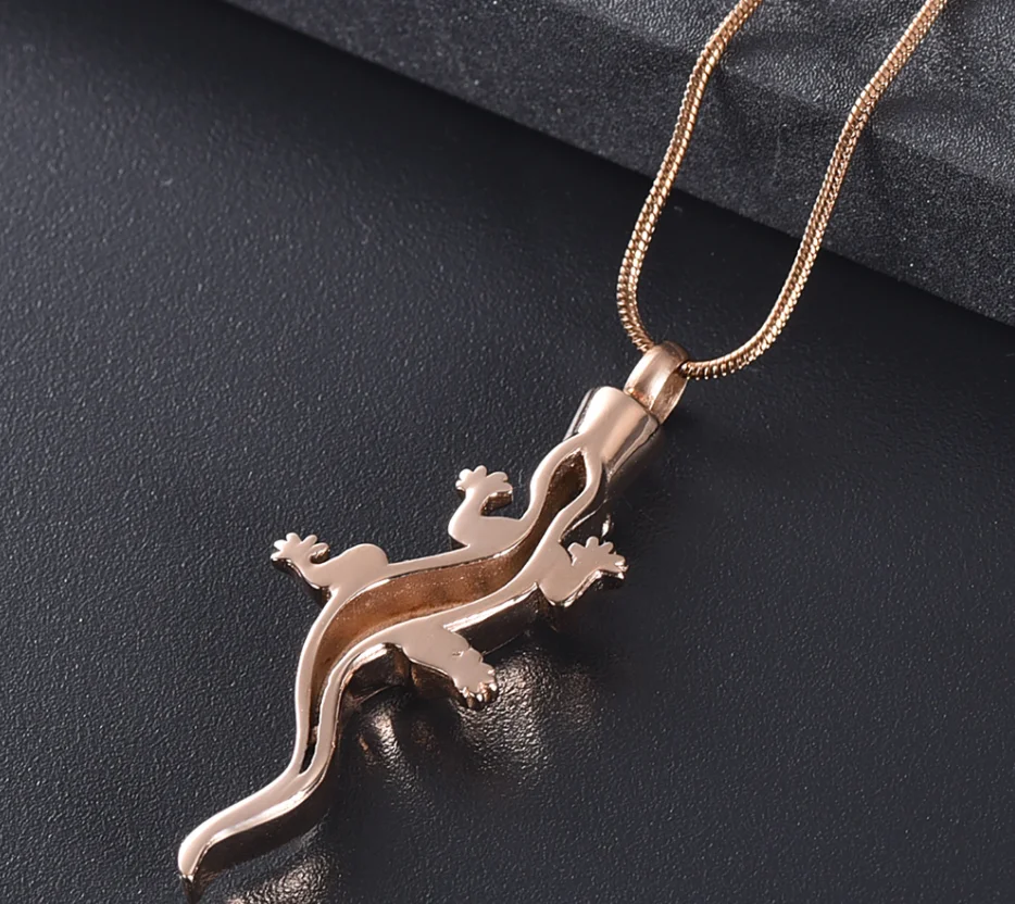 Lizard Cremation Jewelry that holds ashes - Loss Of Pet Stainless Steel Memorial Urn Necklace Holder Keepsake Pendant