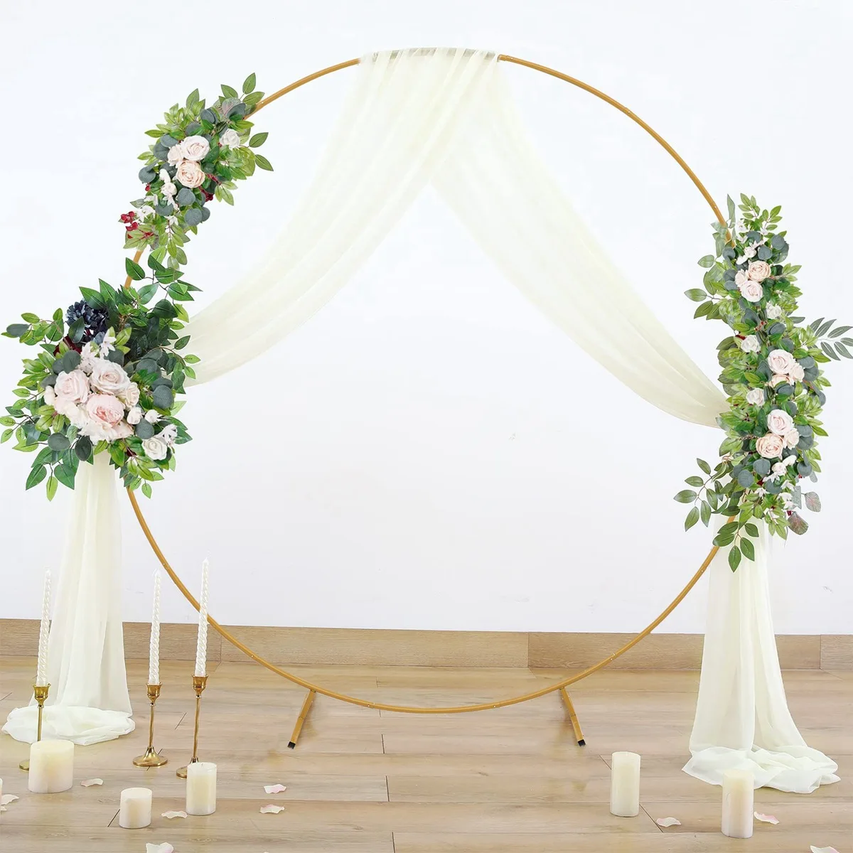 Wedding Birthday Party Supplies Decoration 6.6FT Round Backdrop Stand Wedding Metal Circle Balloon Arch Frame Flower Ring Stand
