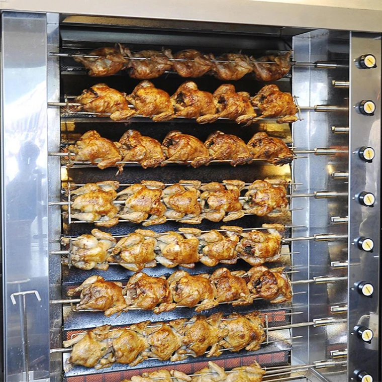 horno para asar pollos 3/6/9 rods gas smoker commercial chicken otisserie