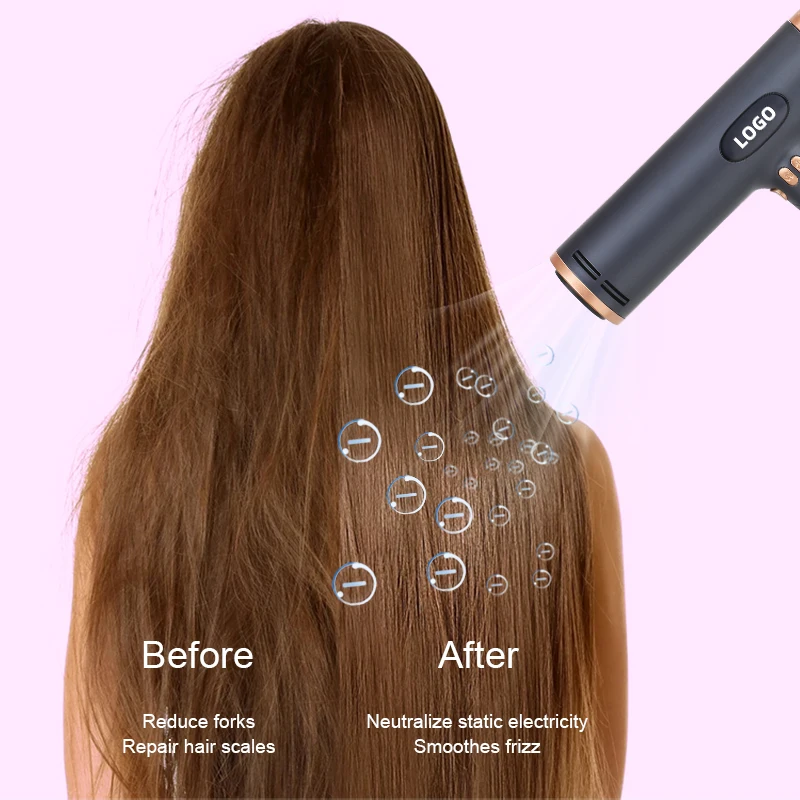 Customized Brand Logo Professional Long Life BLDC Motor Powerful High Speed Ionic Foldable Hair Dryer