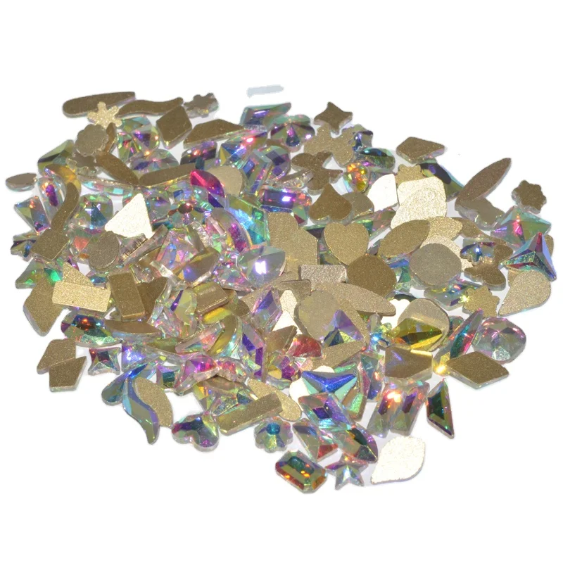 Оптовая продажа высококачественных золотых стеклянных страз с плоской задней стороной K9 для украшения ногтей