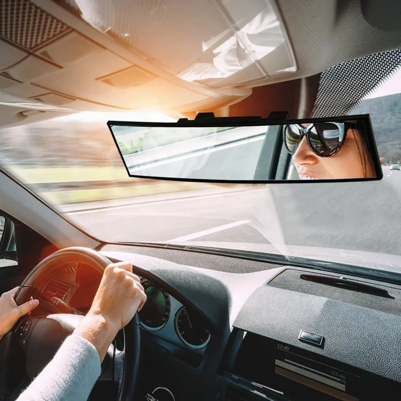 Easy Clip Installation Universal 300mm Anti Glare Blue Wide Angle Tint Interior Clip On Panoramic Rearview Mirror