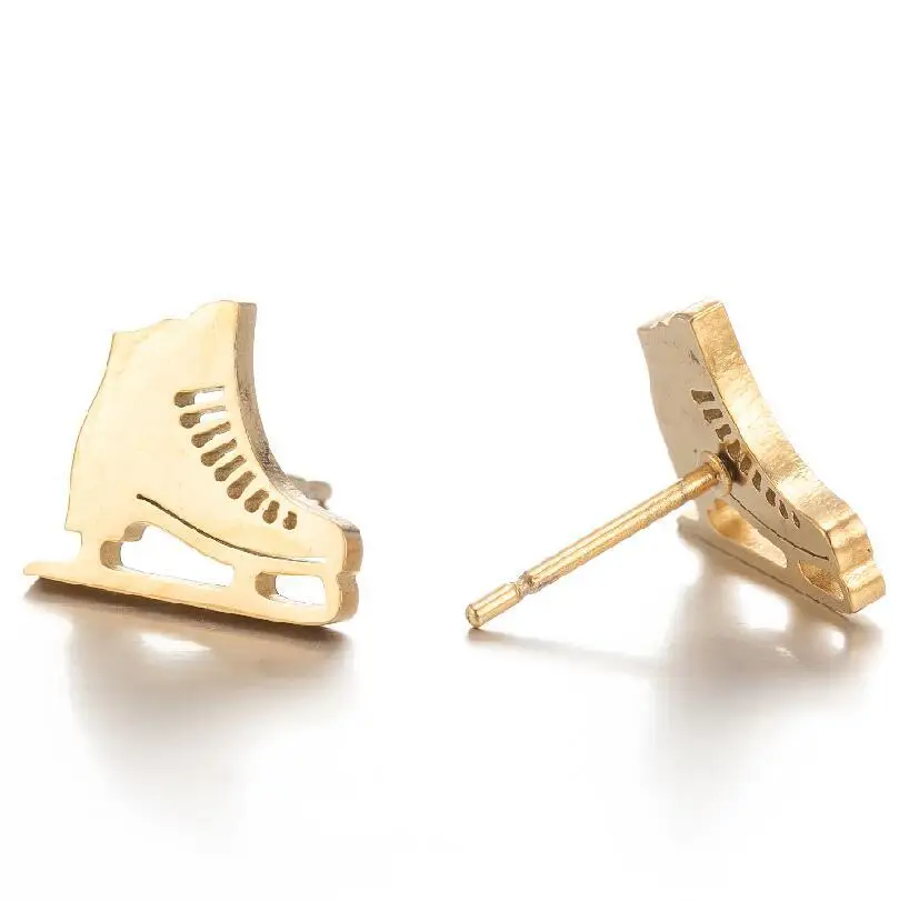 European And American Small Mini Skates Sports Football Personality Stainless Steel Basketball Earrings Stud
