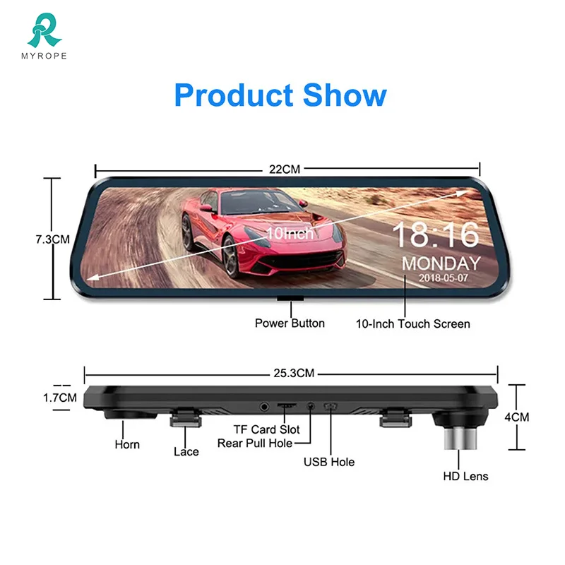Rearview Navigation Dashcam for Car Vehicle Device MDVR Fhd Night Vision Camera 1080P