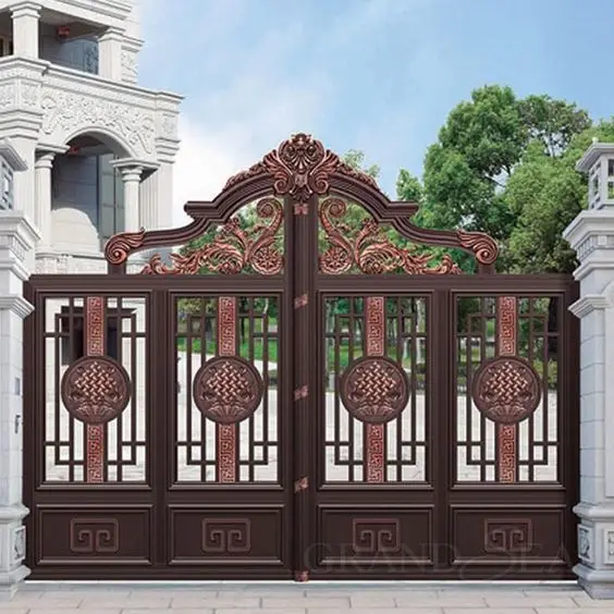 Luxury Modern Style Outdoor Fence Exterior Cast Aluminum Sliding Gate For Garden
