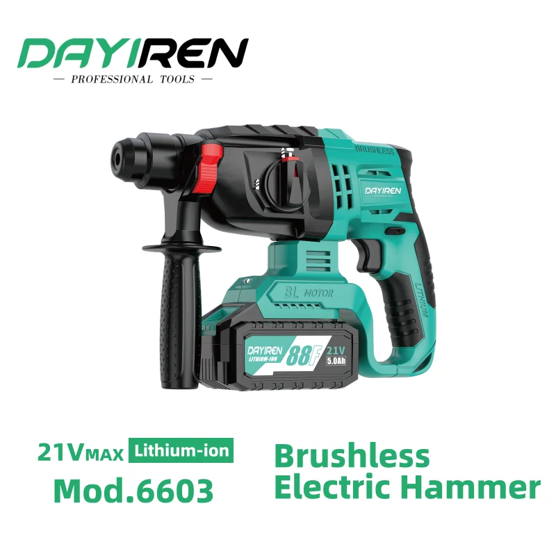 DAYIREN 2.8J 420W power 4500BPM lithium brushless electric jack hammer affordable prices demolition hammer electric hammer
