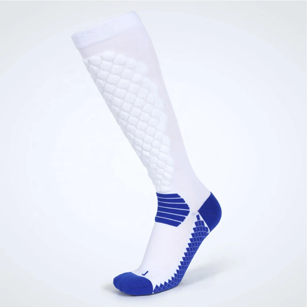 Cushion Shin Pad Football Socks Long Running Compression Socks 20-30mmhg