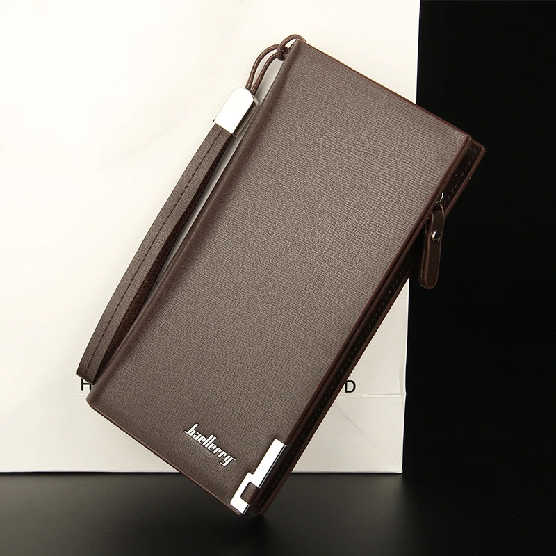 Wholesale Baellerry Wallet High Quality Soft PU Leather Phone Pockets Coin Purse Men Zipper Long Wallet Clutch For Men