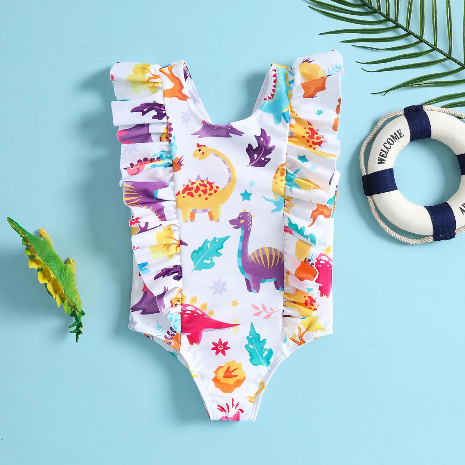 Summer beach swimwear for girls 1-5 years old Cute leopard print frilly one-piece swimwear for girls Swimwear for kids