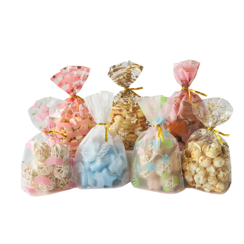 In Stock and Custom Cellophane Treat Bags Clear Flat Cello Treat Bags with Ties for Bakery Cookies Christmas Decorative Gift