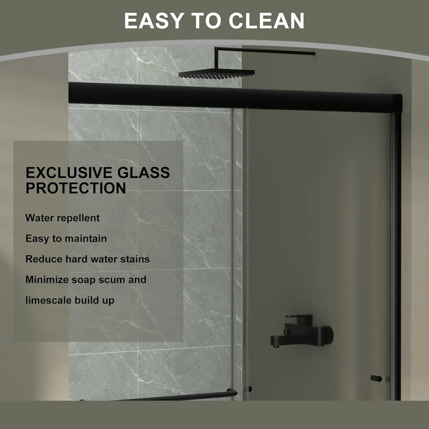 Hotel Villa Project 44-48Wx72H Semi-Frameless Sliding Shower Door 1/4 (6mm) Clear SGCC Tempered Glass Shower Door