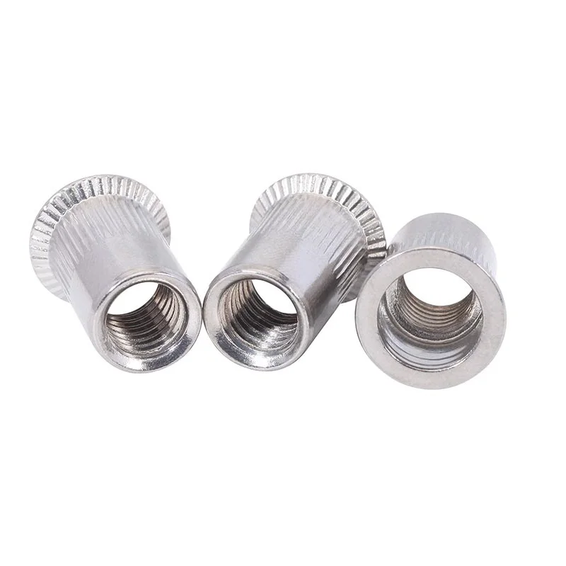 Rivet Nuts M6 M8 M10 8-18 Stainless Steel 304 M8 A2-70 Flat Head Thread Rivet Nutsert Cap Nuts Thread Rivetnut Blind Rivet Nut