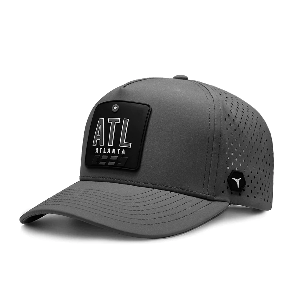 Custom 5 Panel rubber Pvc logo baseball cap waterproof laser cut hole perforated hat sports hydro dad hat