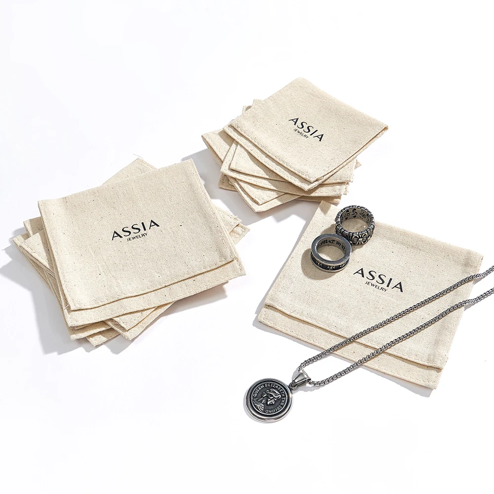 Boyang Custom Logo Recycled Small Envelope Flap Cotton Gift Jewelry Bag Pouch