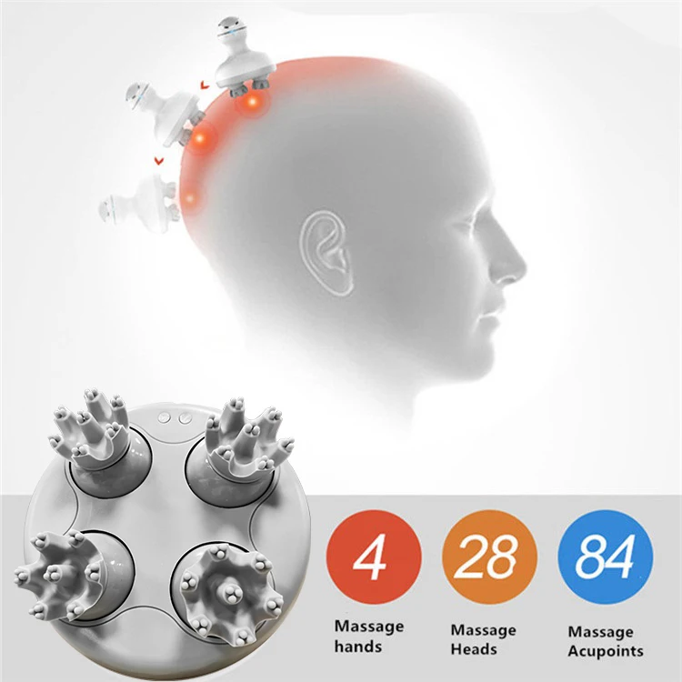 Portable Electric Scalp Massager Rechargeable Waterproof with Kneading Nodes 4 Massage Styles for Body Massage Face Cleaning