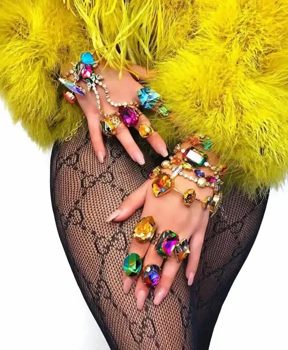 Fashion Jewelry Big Diamond Engagement Rings for Women Opening Adjustable Crystal Rings Wedding Rings Women