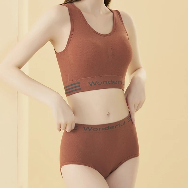 fashion casual girls clothing sets breathable Quick Dry two piece set women clothing bra and panties sets for women