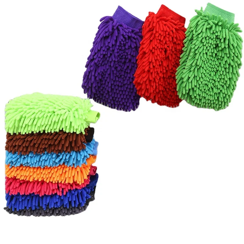 Soft Thicken Chenille Microfiber Wash Mitt Scratch Free Ultra Absorbent Microfiber Mitt Glove for Cars