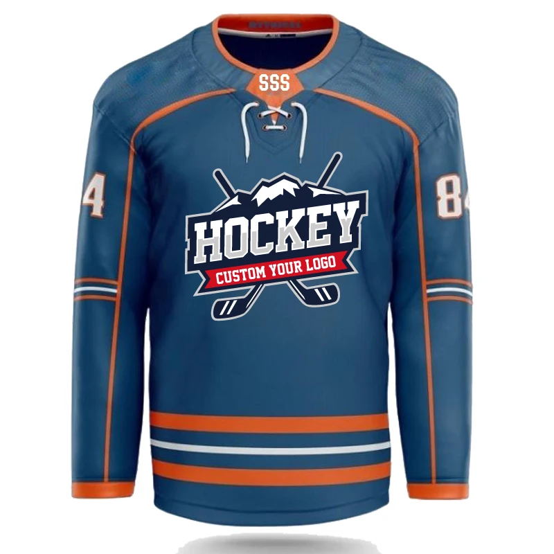 Cheap Factory Price Blue Lace Up Team Italy Trikot Sublimation Ice Referee Hoodie Usa Hockey Jersey