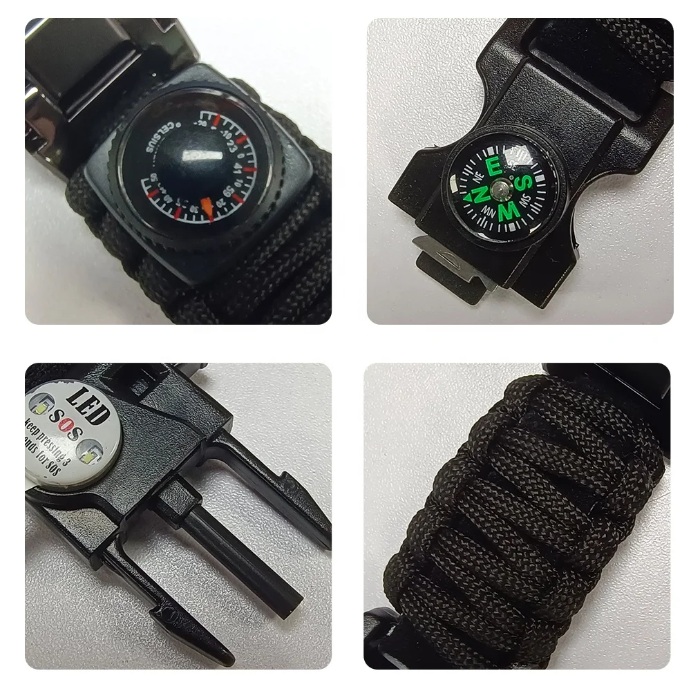 More In One Paracord Bracelet Multi Survival Watch Waterproof Survival Tactical Paracord Strap Watch For Camping Climbing