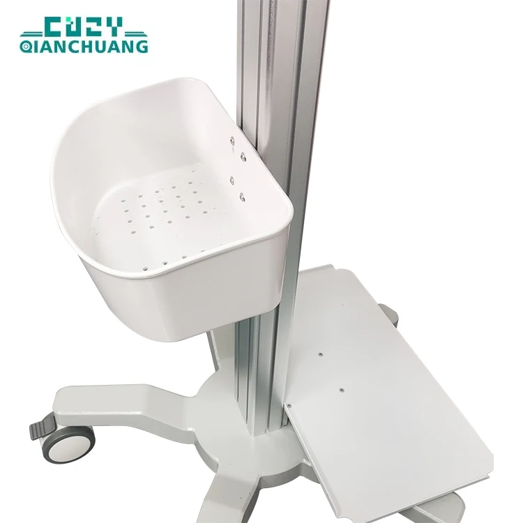 Hot Sale Ecg Breath Monitoring Equipment Aviation Aluminum Tray Medical Trolley With Storage Basket
