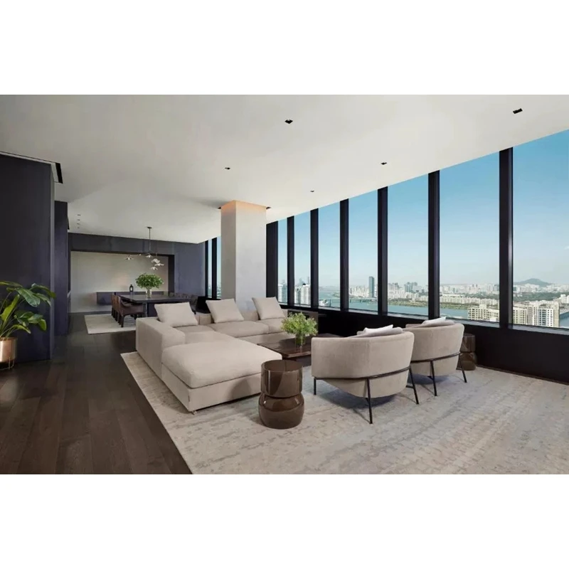 
Custom sofa living room furniture sets leather wooden hotel furniture 
